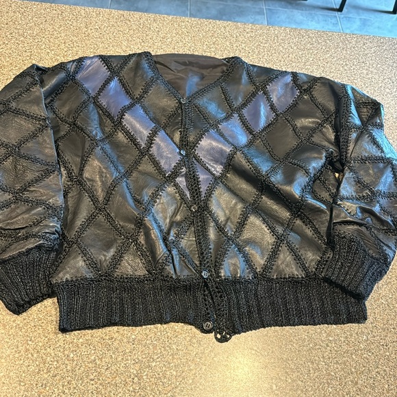 Jackets & Blazers - Vintage patchwork leather and silk  jacket